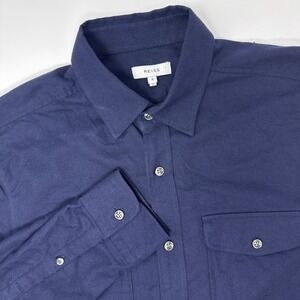 Reiss Overshirt Mens Size Small Navy Brushed Cotton Shacket Utility Soft‎